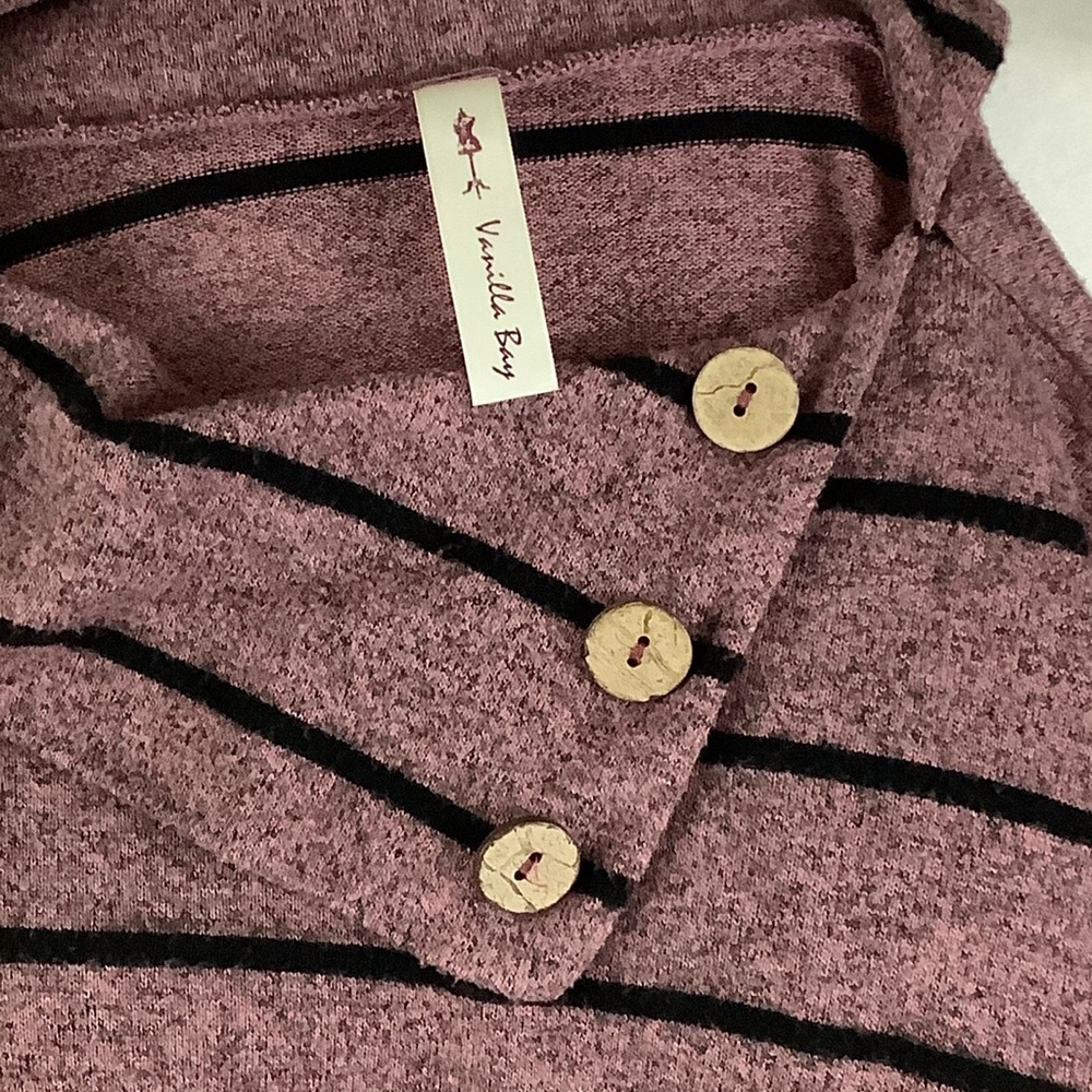 VANILLA BAY Striped Button-Neck Knit Tunic Top - Picture 3 of 8